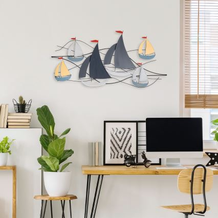 Wall decoration 120x60 cm sailing boats metal