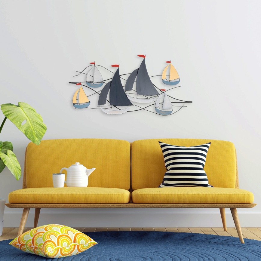 Wall decoration 120x60 cm sailing boats metal