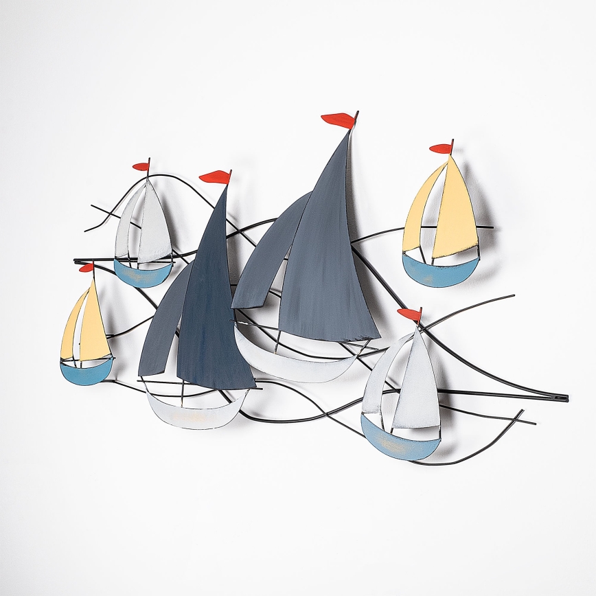 Wall decoration 120x60 cm sailing boats metal