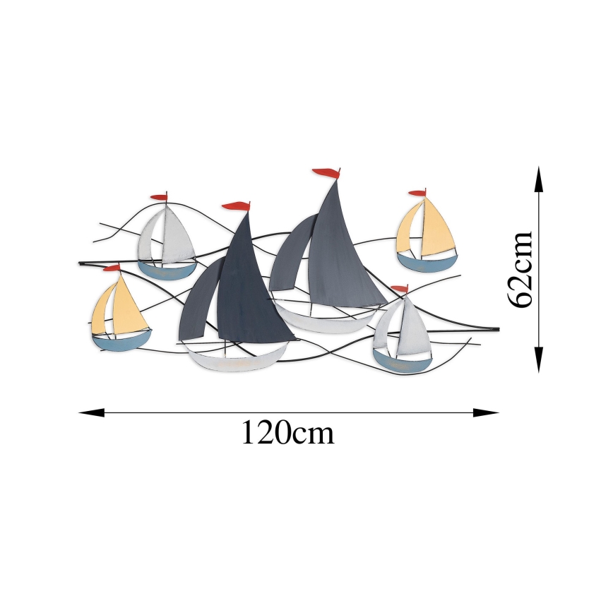 Wall decoration 120x60 cm sailing boats metal