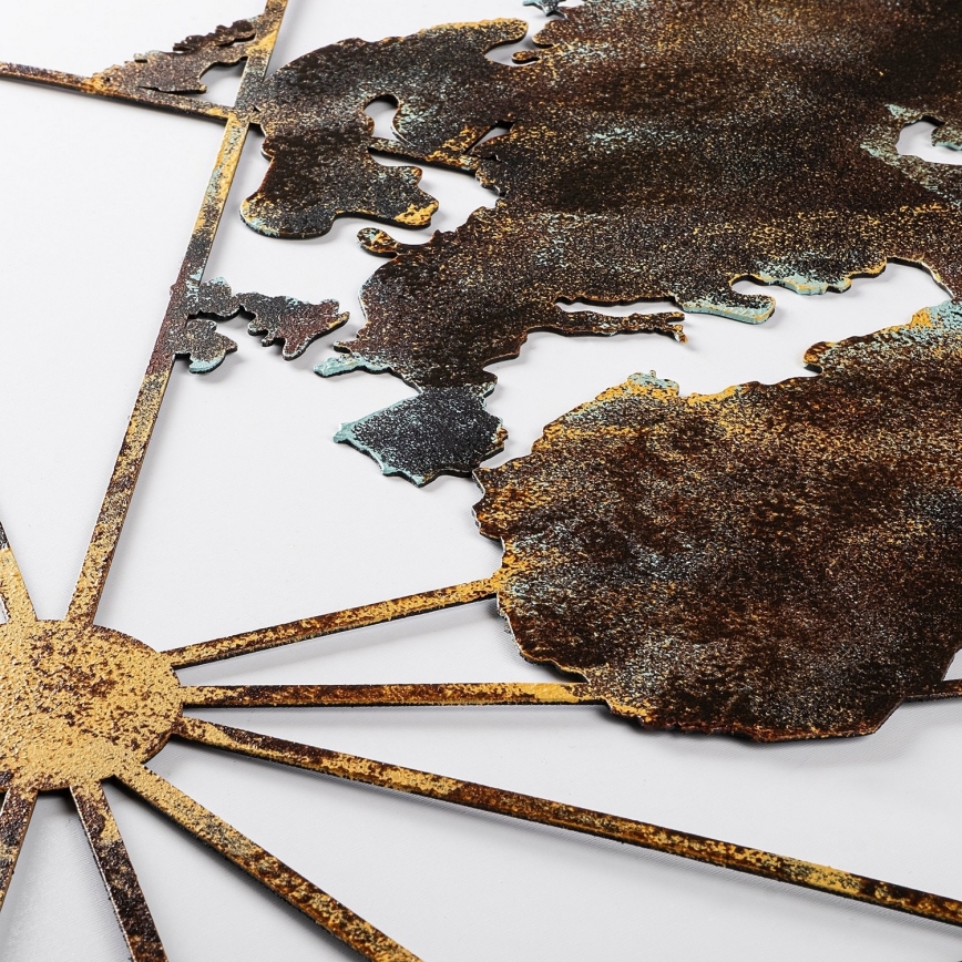 Wall decoration 120x60 cm world map metal