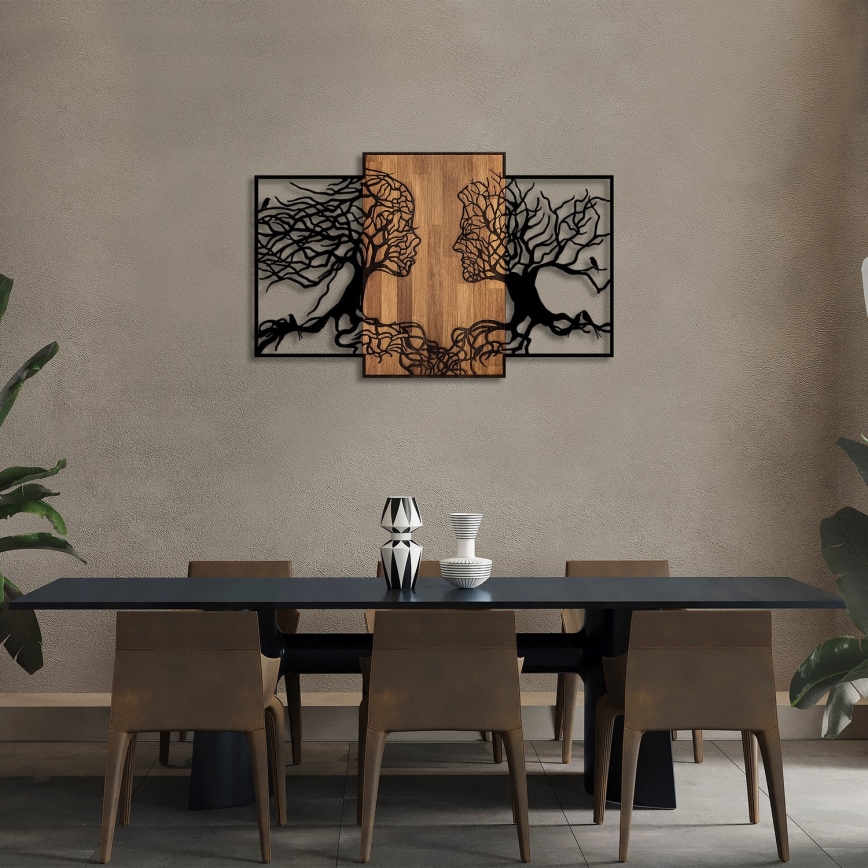 Wall decoration 125x79 cm trees of life wood/metal
