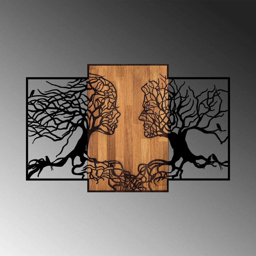 Wall decoration 125x79 cm trees of life wood/metal