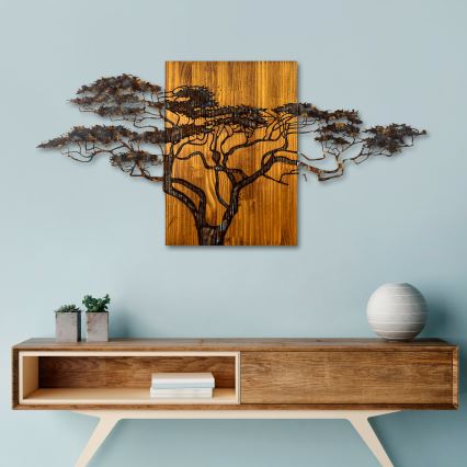 Wall decoration 144x70 cm tree wood/metal