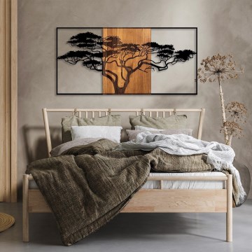 Wall decoration 147x70 cm tree wood/metal