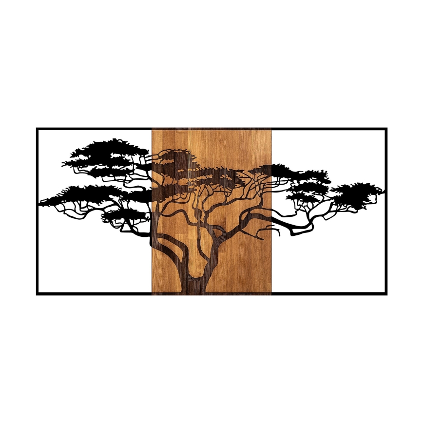 Wall decoration 147x70 cm tree wood/metal