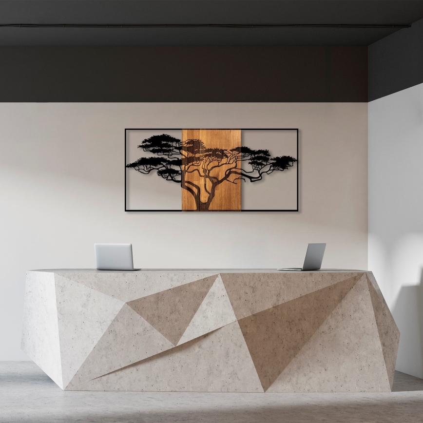 Wall decoration 147x70 cm tree wood/metal