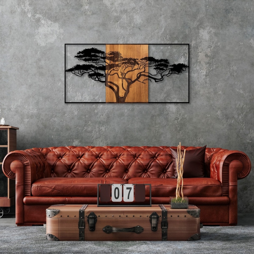 Wall decoration 147x70 cm tree wood/metal