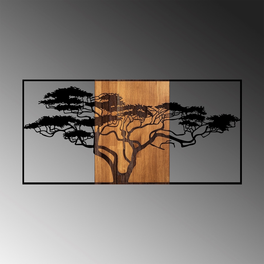 Wall decoration 147x70 cm tree wood/metal