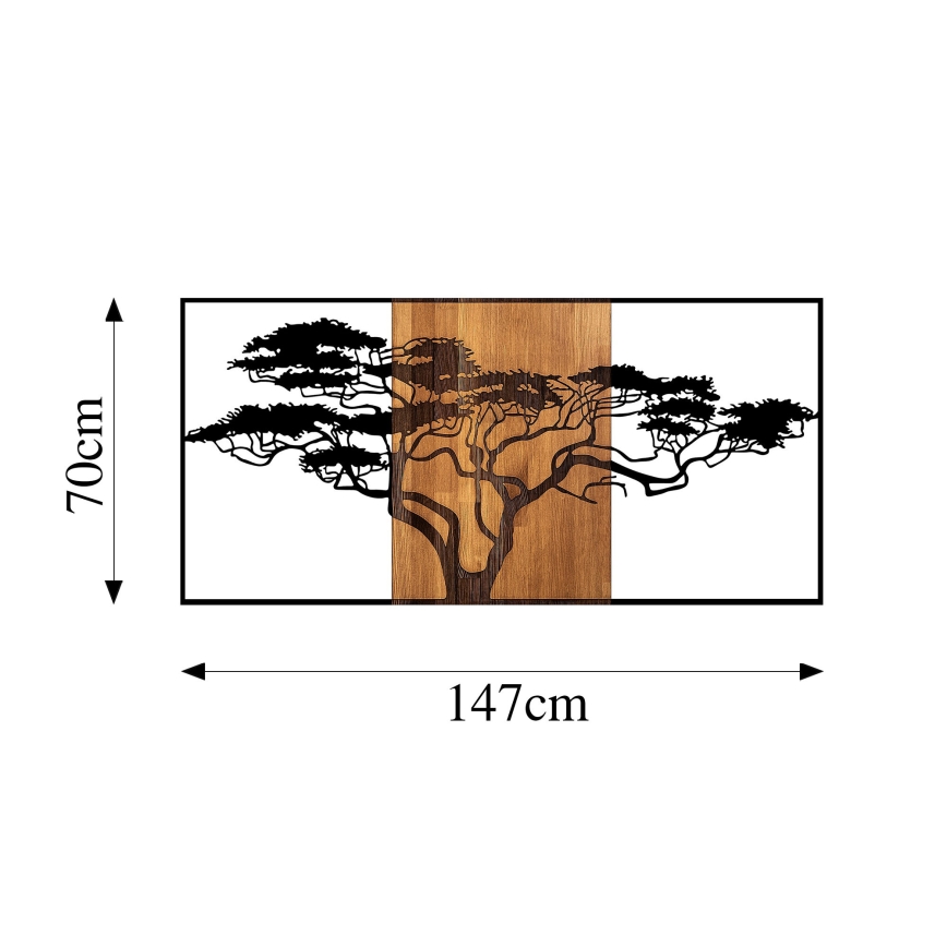 Wall decoration 147x70 cm tree wood/metal