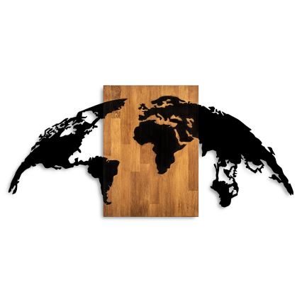 Wall decoration 150x70 cm globe wood/metal