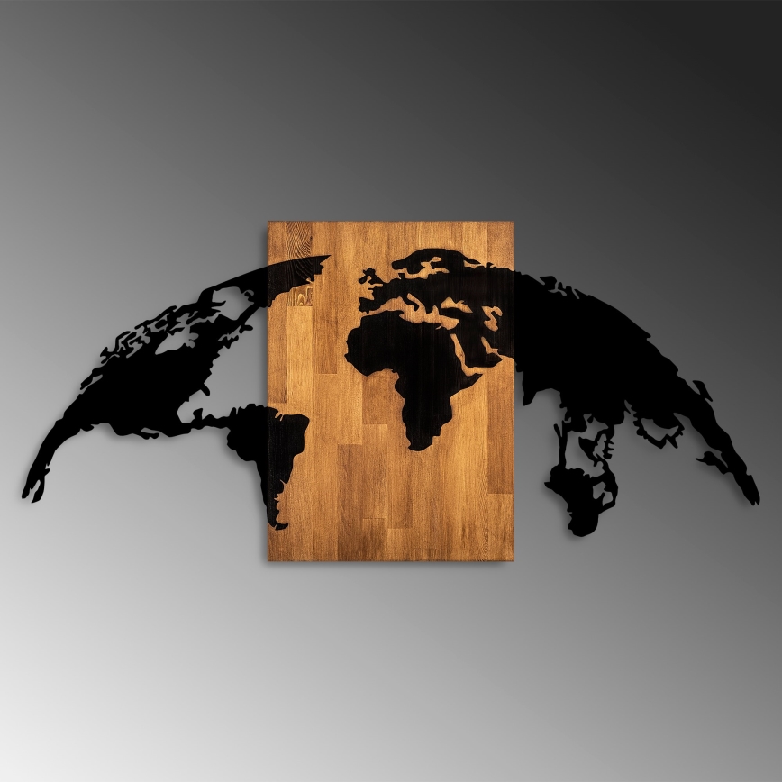 Wall decoration 150x70 cm globe wood/metal