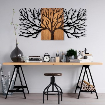Wall decoration 150x70 cm tree wood/metal
