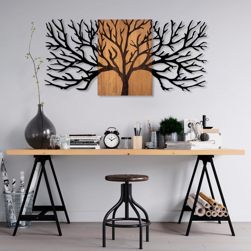 Wall decoration 150x70 cm tree wood/metal