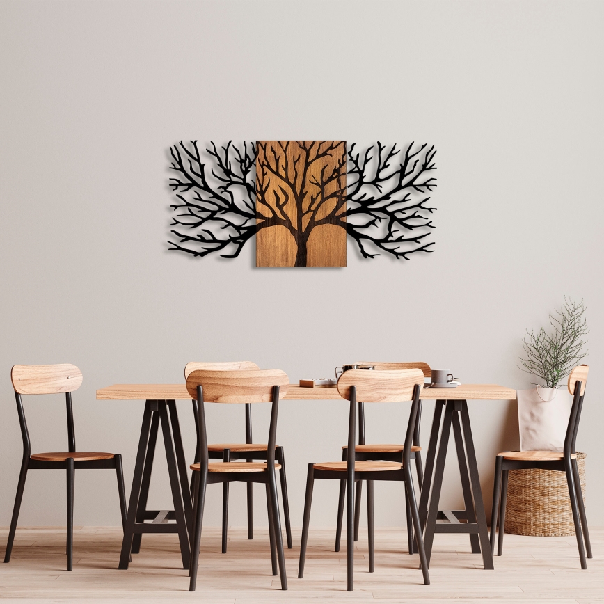 Wall decoration 150x70 cm tree wood/metal