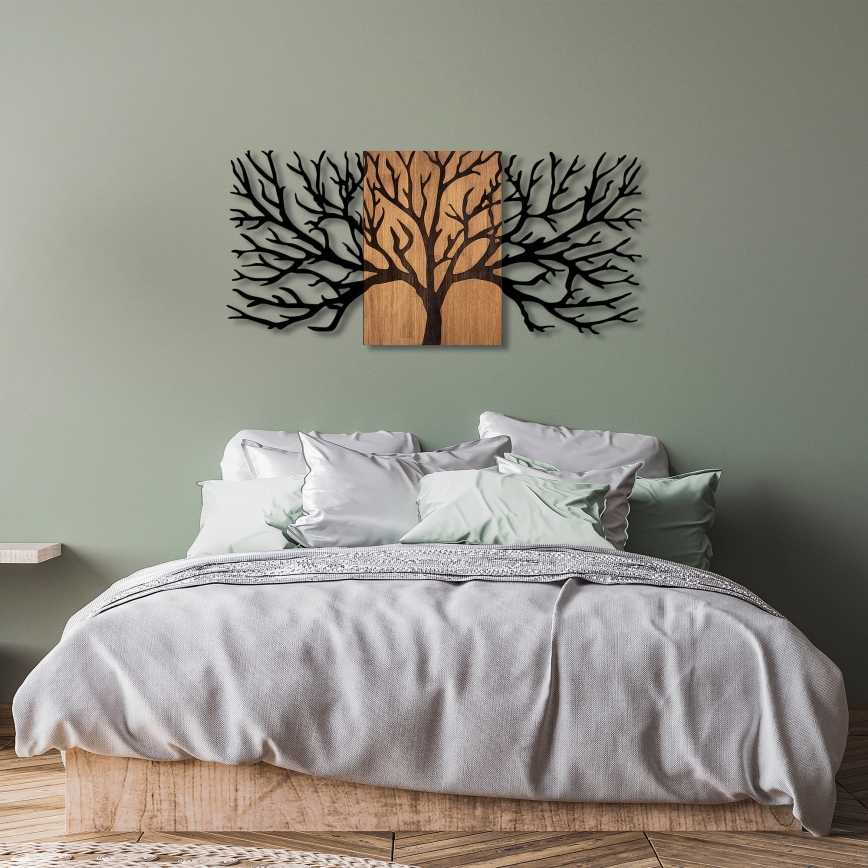 Wall decoration 150x70 cm tree wood/metal