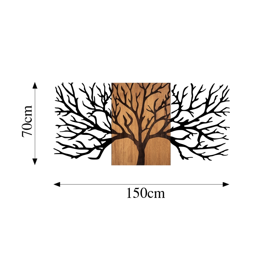 Wall decoration 150x70 cm tree wood/metal