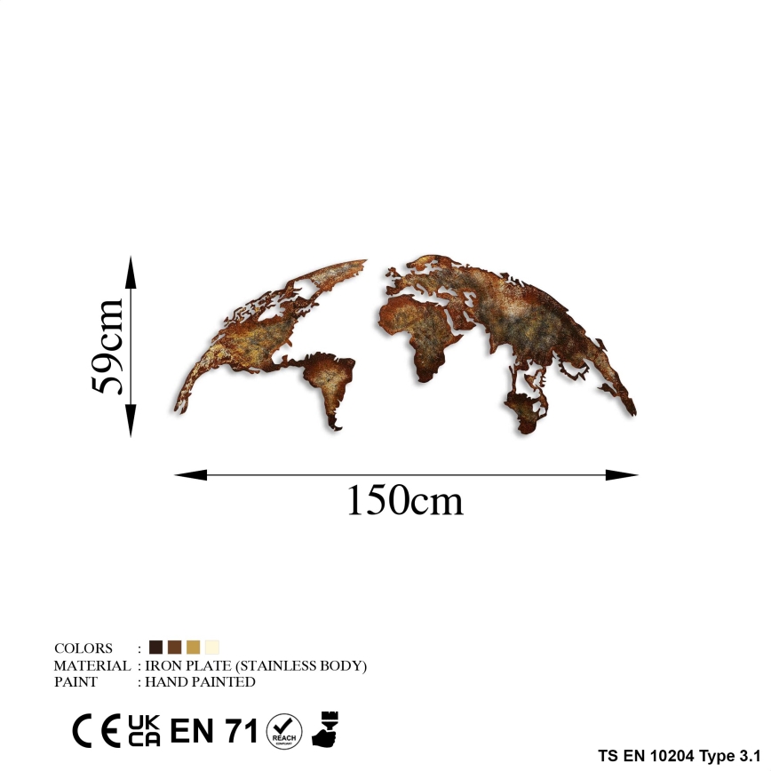 Wall decoration 2 pcs 150x59 planet metal