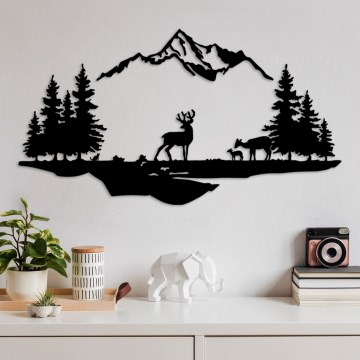 Wall decoration 2 pcs 70x38 cm deer metal/black