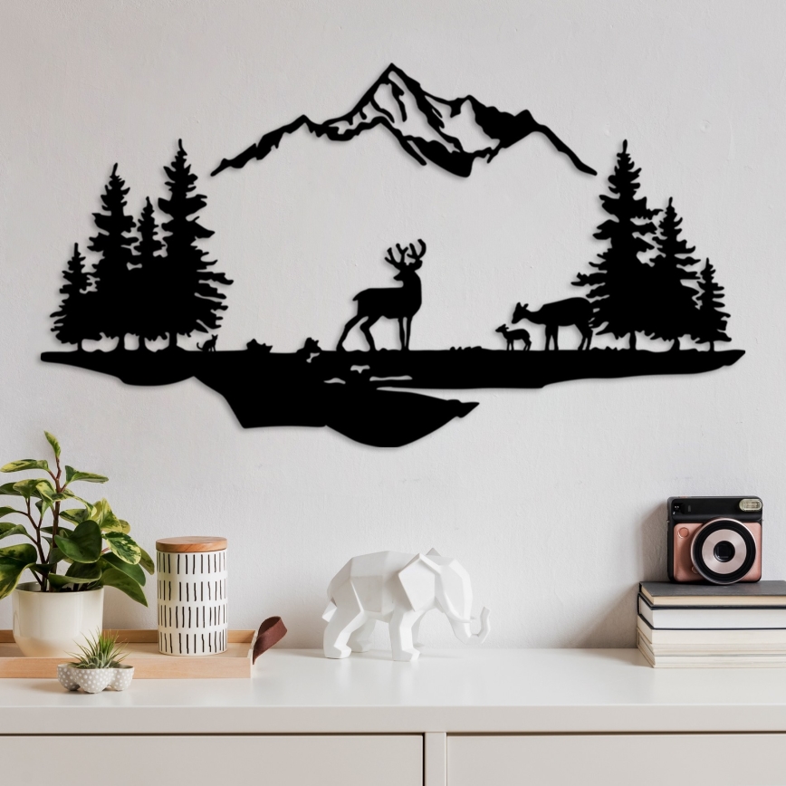 Wall decoration 2 pcs 70x38 cm deer metal/black