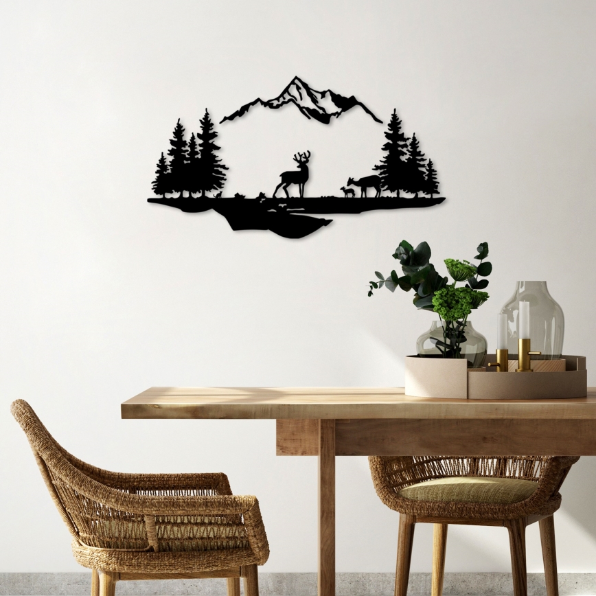 Wall decoration 2 pcs 70x38 cm deer metal/black