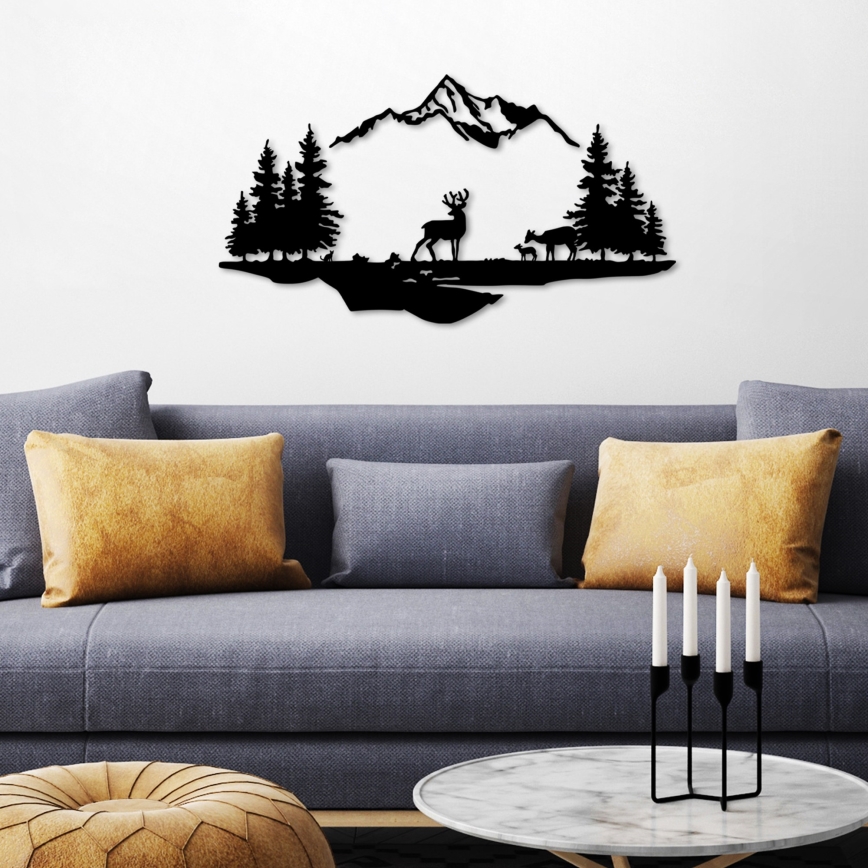 Wall decoration 2 pcs 70x38 cm deer metal/black