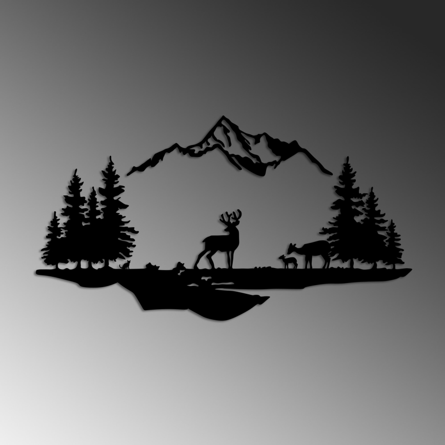 Wall decoration 2 pcs 70x38 cm deer metal/black