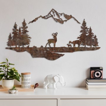 Wall decoration 2 pcs 70x38 cm deer metal/brown
