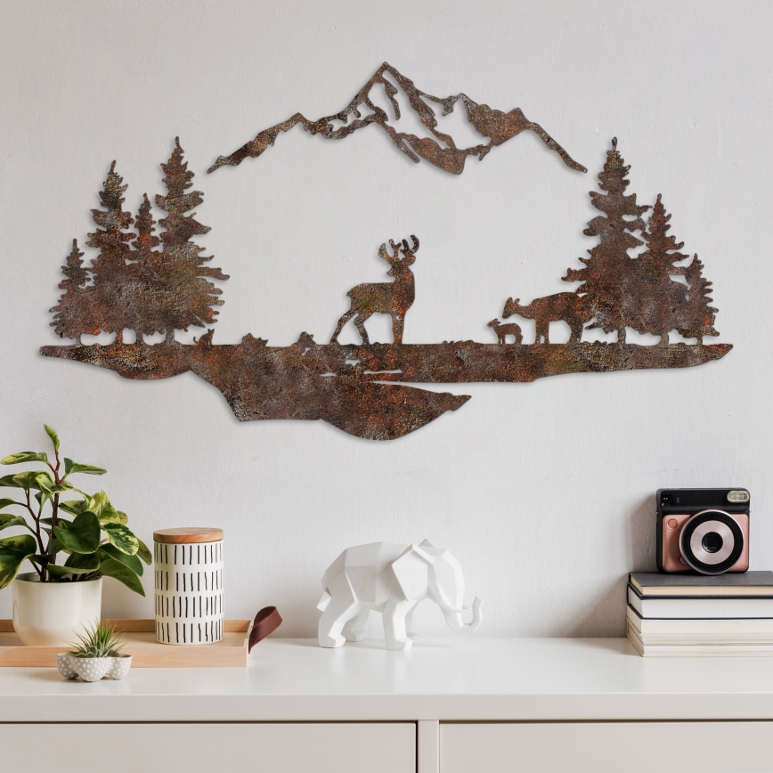 Wall decoration 2 pcs 70x38 cm deer metal/brown