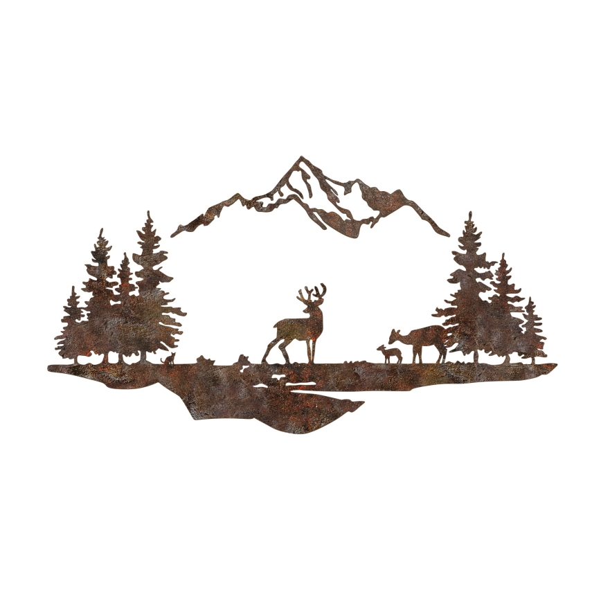 Wall decoration 2 pcs 70x38 cm deer metal/brown