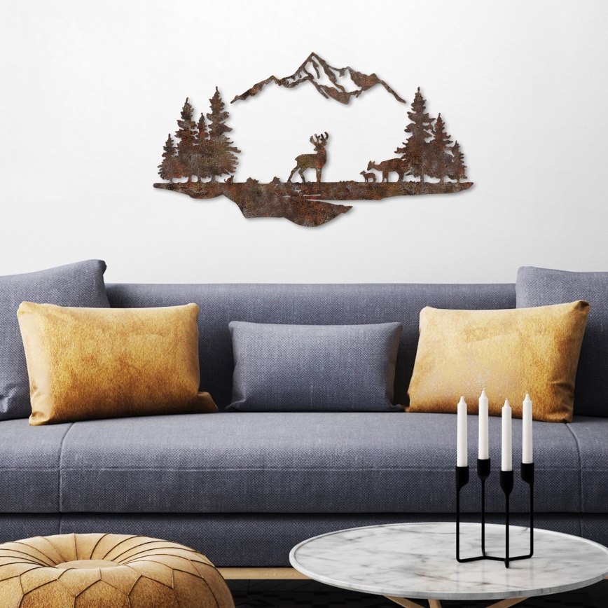 Wall decoration 2 pcs 70x38 cm deer metal/brown