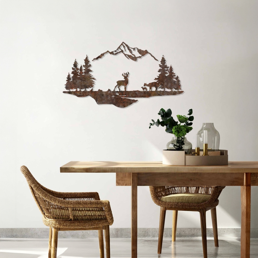 Wall decoration 2 pcs 70x38 cm deer metal/brown