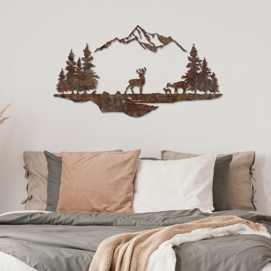 Wall decoration 2 pcs 70x38 cm deer metal/brown
