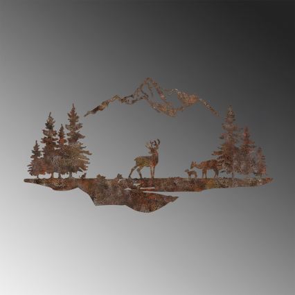 Wall decoration 2 pcs 70x38 cm deer metal/brown