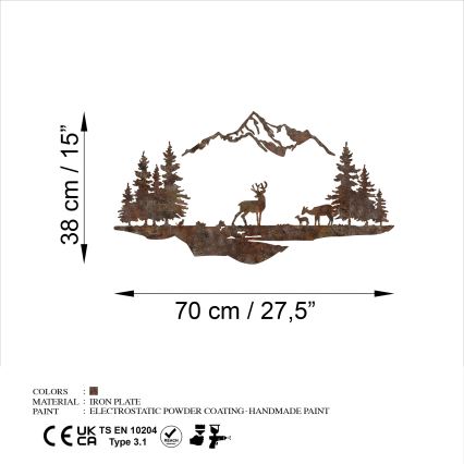 Wall decoration 2 pcs 70x38 cm deer metal/brown