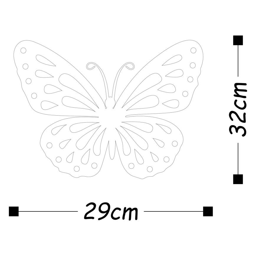 Wall decoration 32x29 cm butterfly metal