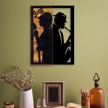 Wall decoration 32x50 cm jazz wood/metal