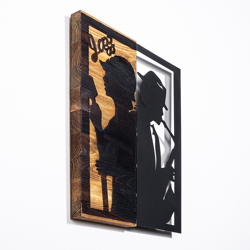 Wall decoration 32x50 cm jazz wood/metal