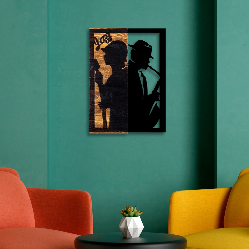 Wall decoration 32x50 cm jazz wood/metal