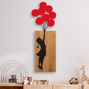 Wall decoration 34x99 cm girl wood/metal