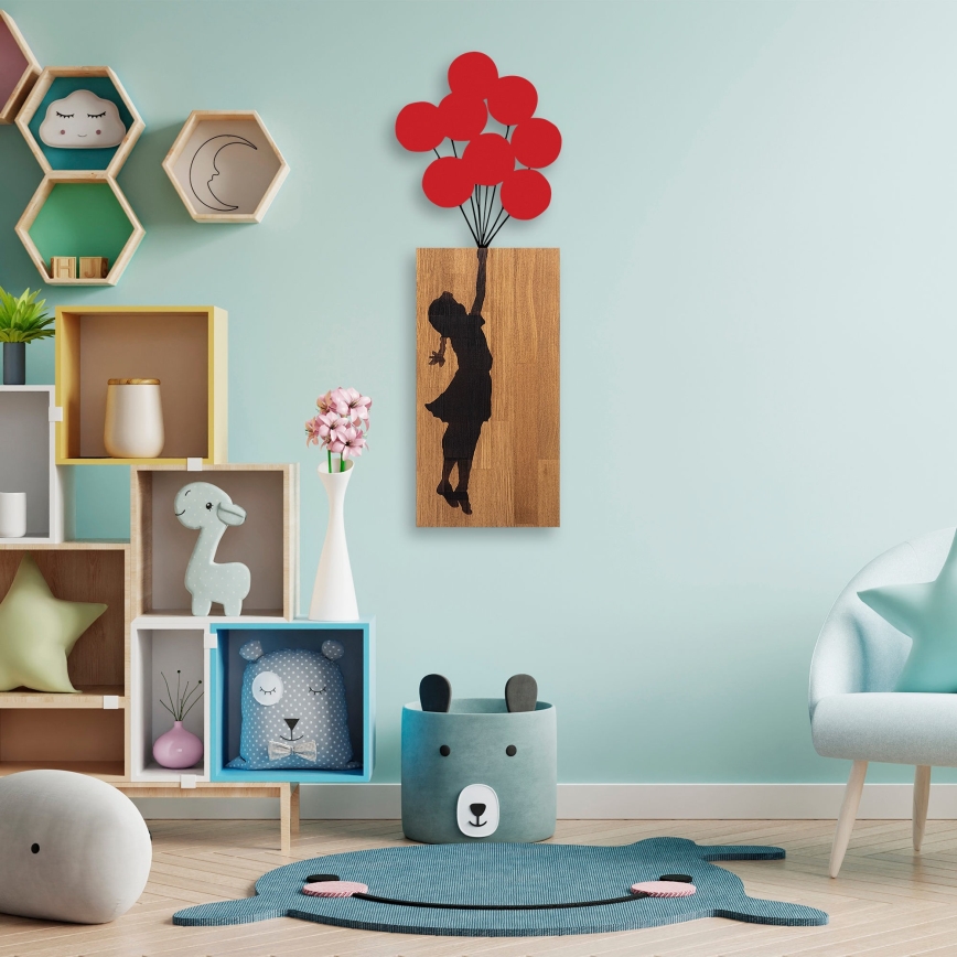 Wall decoration 34x99 cm girl wood/metal
