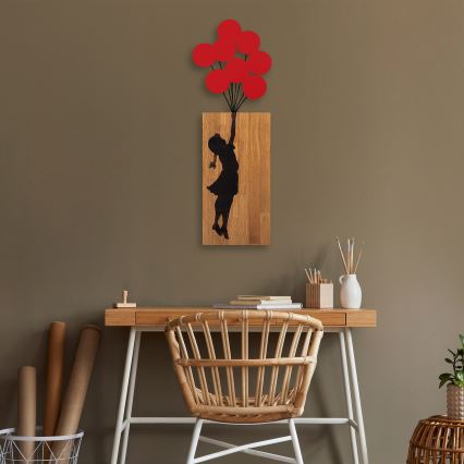 Wall decoration 34x99 cm girl wood/metal