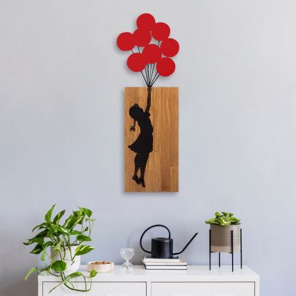 Wall decoration 34x99 cm girl wood/metal