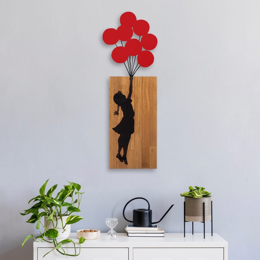 Wall decoration 34x99 cm girl wood/metal