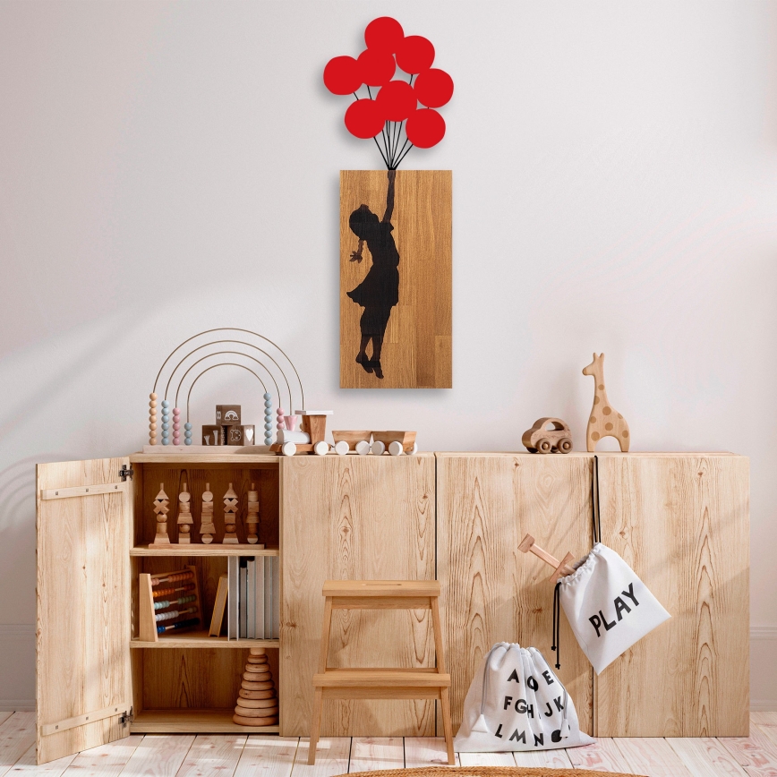 Wall decoration 34x99 cm girl wood/metal