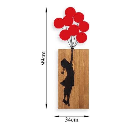Wall decoration 34x99 cm girl wood/metal