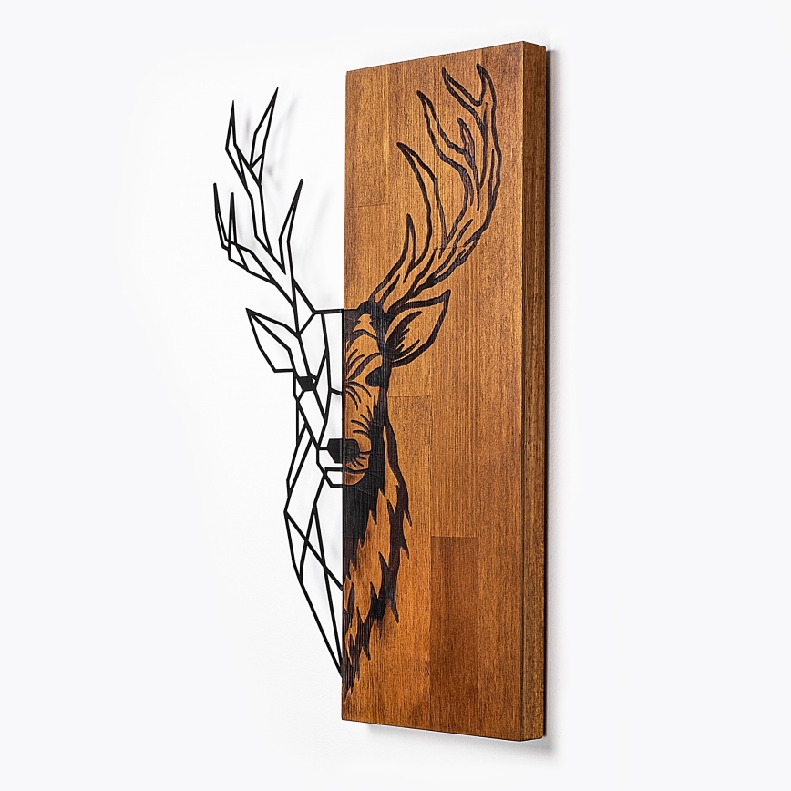 Wall decoration 36x58 cm deer wood/metal