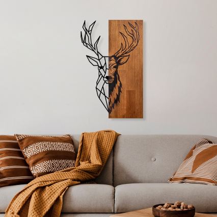 Wall decoration 36x58 cm deer wood/metal
