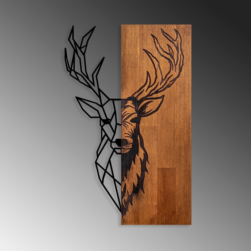 Wall decoration 36x58 cm deer wood/metal
