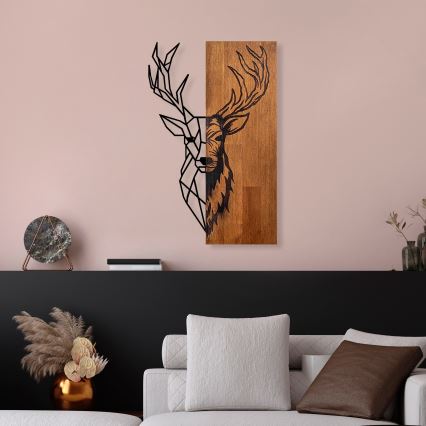 Wall decoration 36x58 cm deer wood/metal